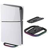 AARONMEI Vertikaler Ständer für PS5 Slim Disc & Digital Edition PS5 Standfuß mit RGB-Lichtern, einfaches Anti-Rutsch-Zubehör, Schwarz