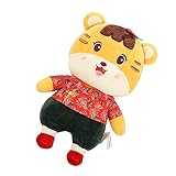 TOYANDONA 1Stk Plüschtier Tigerpuppe ausgestopfter Tiger gefüllte Plüschpuppe Plüschkissen deko Kuscheltier die Gabe Toy Stofftierpuppe Tigerjahrverzierung rot