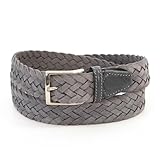 So Milano Herren Flechtgürtel aus Wildleder/Wildledergürtel, Made in Italy, grau (95 cm)