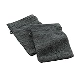 Douceur d'Intérieur Elegance Waschlappen, 2 Stück (15 x 21 cm), Anthrazit, 100% Baumwolle, einfarbig