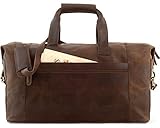 LEABAGS Leder Weekender Damen & Herren I Echtleder Premium Reisetasche I 41 l Sporttasche I Duffle Travel Gym Bag I Sporttasche I Trainingstasche I Tasche Flugzeug I groß I Nature Dunkelbraun