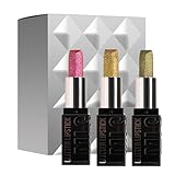 Schimmernde Lippenstifte Set, Glitzer Lippenstift Set, 3 Farben Langanhaltender Matter Lipgloss Set, Antihaft-Tasse, feuchtigkeitsspendend, hochglänzend für tägliches Lippen-Make-up oder Party-Make-up