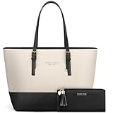 Jocose Moose Damen Handtasche Schultertasche, Vintage Leder Tasche Shopper Groß für BüRo Schule Einkauf, Geschenk mit Einer Damen Geldbörse