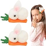 Plüsch Hasen Haar Accessoires, Ostern Haarnadel Kinder, Bunny Plüsch Haarnadel, Ostern Hasen Haarnadel, Hasen Haarnadel Kinder, Plüsch Hasen Haarspangen, für Frauen und Mädchen(Weiß)