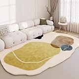 Generisch Faux Lammfell Schaffell Teppich, Teppich Wohnzimmer, Kurzflor Waschbar rutschfest Flauschig Gegend Läufer Teppiche Carpet für Jugendzimmer Kinderzimmer Schlafzimmer,Gelb,80 * 160cm