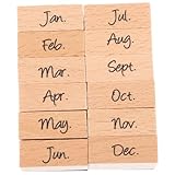 LALAFINA 12st Monatsstempel Aus Holz Datum Brief Bausatz Fußabdruck Aufkleber Für Unterlage Markierungen Zeitschrift Termine Vintage Holzstempel Scrapbook-siegel Aus Holz