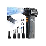 XJUGEZ Elektrische Staubgebläse mit Taschenlampe,180000 U/min,4-Gang Luftreiniger mit Display ComputerAir Duster Luftdruckspray, mit Universal-Düse für Computer, Tastatur, Outdoor, Haus und Auto