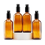 YIZHAO Braun Sprühflasche Glas 100ml, Sprühflasche Klein Glas mit [Zerstäuber], für Ätherisches Öle,Kosmetik, Apotheker, Reinigung,Aromatherapie, Massage, Haare – 4Pcs