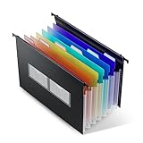 ThinkTex A4 Plastik Hängeregister Mappen mit Erweiterbaren Taschen, 7 Innovative 3cm Akkordeon-Taschen (Passend für Schrankbreite 32 cm -37 cm)
