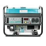Könner & Söhnen KS 3000 Stromerzeuger,7 PS 4-Takt Benzinmotor, strom generator 3000 Watt,16A,230V Generator, Garage oder Camping Blau3