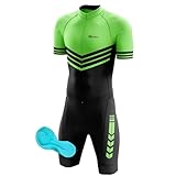 Triathlon Anzug Herren - Einteiliges Radtrikot - Trisuit Einteiler – Triathlonanzug - Triathlon Einteiler Kurz - 3Taschen für Wettkampf Run, Cycle, Swim,Herren Fahrradbekleidung Set (9,XXL)