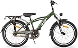 AMIGO Roady Fahrrad 20 Zoll - Kinderfahrrad für Jungen - Rücktrittbremse und V-Brake - Grün