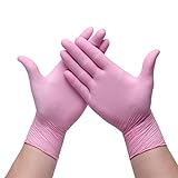 PBHOVIITG 20/50/100PCS Rosa Nitril Handschuhe Einweg Küche for Haushalts Reinigung Arbeiten Schönheit Salon Tattoo Pulver Freies(Pink 20PCS,M)