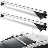 Dachträger, Universal Dachgepäckträger Auto 120 cm x2 Verstellbare mit Schlössern Dachträger für Geschlossene Reling& Bündige Schiene aus Alu bis 90kg für Fahrradträger, Dachboxen oder als Skiträger
