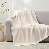Snuggle Sac Ultraweiche Überwurfdecken für Couch, gemütlich, warm, wendbar, Strickdecken für Bett, Sofa, Elfenbein, 127 x 153 cm