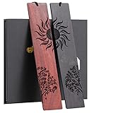 Lesezeichen, HOMEMARS Sonne Baum Lesezeichen Holz, 2 Stück Bookmark, Handgefertigtes Hölzernes Lesezeichen, Geschenkbox Set, Weihnachtsgeschenke, Geschenk für Lehrer, Schüler, Männer und Frauen