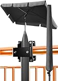4smile Sonnenschirm Balkon SunnyShade, Anthrazit - 3-in-1 SET Sonnenschutz Balkon - UPF 50+ Sonnenschirm rechteckig 200 x 125 cm + Sonnenschirmhalter Balkongeländer + Sonnenschirmhülle