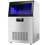 SHENGSHIYU Profi Eiswürfelmaschine,Eiswürfelbereiter,Ice Maker, 80 kg / 24 h,235 W,15 kg Lagerfach,Sehr leise,Edelstahl,Eiswürfelmaschinen Gastro 1 Eisschaufel,Filter,Zufluss- & Ablaufschlauch je