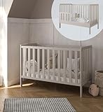 ZEEBRA - Babybett Kinderbett, 2w1 Bett Bambi - Dreistufige Einstellung für Nicht Sitzendes, Sitzendes und Stehendes Kind - Zwei Abnehmbare Sprossen - mit Geländer - 60x120x86cm, Cachemire