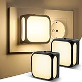 PURSNIC LED Nachtlicht Steckdose, 3000K Nachtlicht Kinder oder Baby, 5-100LM Steckdosenlampe Dimmbar, 1W Night Light mit Dämmerungssensor, Schlummerleuchten,Steckdosenlicht Warmeslicht, (2 Pack)