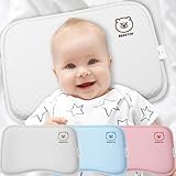 BEARTOP BEARPROTECT Baby Kissen gegen Plattkopf orthopädisches Lagerungskopfkissen | Memory Foam | Baby Geschenk | 2 Bezügen | Kinderwagen | Zufriedenheitsgarantie (3 Jahre)*