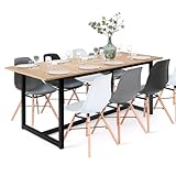 IDMarket - Esstisch, ausziehbar, rechteckig, Detroit für 6-10 Personen, industrielles Design, 160 – 200 cm