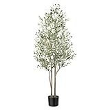 Alupssuc Olivenbaum Künstlich 180cm Fake Tropische Plastik Pflanze Große Künstliche Olivenbaum Pflanzen im Topf für Indoor Outdoor Haus Büro Balkon Garten Moderne Dekoration, 180cm