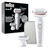 Braun Silk-épil 9, Epilierer mit schwenkbarem Kopf für eine einfache Haarentfernung, Wet&Dry, langanhaltend seidig-glatte Haut, Ladyshaver, Rasieraufsatz und Trimmeraufsatz,SES9-030, Weiß/Flamingorosa