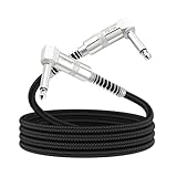 2 Pack Gitarrenkabel,1M Gerade bis rechtwinkliges Instrumentenkabel 6.3mm,Rechtwinkliges Klinkenkabel Gitarre，Guitar Cable Kompatibel Bassgitarre, Elektrisch, Bass, Verstärker,Schwarz