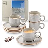 Sänger Rio Perlgrau | Espressotassen Set 8 teilig, Tassen Set 4 Personen, Espresso- & Mokkatassen, kratz- spülmaschinen- mikrowellenfest, 4xTassen & 4xUntertassen grau 80 ml | VALUE COLLECTION