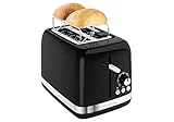 Moulinex Toaster mit 2 breiten Schlitzen, Vintage-Design, Retro-Design, 7 Bräunungsstufen, Aufwärmer, Heber, 3 Funktionen mit beleuchteten Tasten, Sonne LT301810