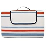 Amazon Basics Picknickdecke, campingdecke mit wasserdichter Unterseite, Meeresstreifen, 200 x 200 cm