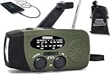 STRAVAK Solarbetriebenes Survival-Radio mit Handkurbel und leistungsstarker LED-Taschenlampe, 2000 mAh USB-C-Akku, Notfallalarm, Telefon-Ladegerät und wasserdichte Tasche