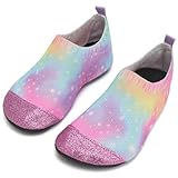 IceUnicorn Hausschuhe Kinder Atmungsaktive Pantoffeln Leicht Rutschfest Turnschläppchen Hüttenschuhe Jungen Mädchen Slippers für Kindergarten(Bunte Sterne,28/29EU)