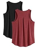 PINSPARK Damen Sporttop Leichte Ärmellose Sport Tank Tops Winter Trekking Running Shirt Locker Gym Jogging Yoga Shirt Lässig Training Tanktop Schwarz/Weinrot l
