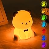 Euakee Bär Nachtlicht Kinder, Silikon Führte Nachtlicht, 7 Farben Einstellbar, Touch Tragbar 1200mAh Akku Lampe&Timing Kinder Nachtlichts, Zimmer Deko Geschenk für Baby Mädchen Junge (Braun)