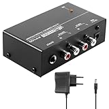 Phono Vorverstärker, Phono Vorverstärker Plattenspieler, Phono Preamp für Plattenspieler mit MM Abtast Systemen,RCA Input & Output, Vorverstärker Phono mit Pegel, Phono Preamp mit 12V Netzteil