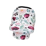 iplusmile Multifunktionale Still und Kinderwagenabdeckung 360° Schutz Atmungsaktiv Babyüberzug mit Blumenmuster Rosa