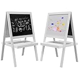AIYAPLAY 2-in-1-Staffelei für Kinder, magnetisch, Kreidetafel, 2 integrierte Ablagefächer, Weiß
