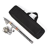 Aumotop Angelruten- und Rollen-Kombination, Komplettes Set, Langlebige Teleskop-Angelrute, Spinnrolle mit Angeltasche für Angelbegeisterte (3,6m)