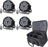 U`King 4 PCS LED Par Strahler mit Bag, RGB 72W LED Bühnenlicht 7 Modi Partylicht Lichteffekte mit Fernbedienung für Bar Show DJ Hochzeit Weihnachten Bühnenbeleuchtung