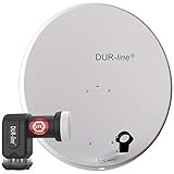 DUR-line MDA 80 Hellgrau - Digiatale 4 Teilnehmer Satellitenschüssel Komplett-Anlage mit +Ultra Quad - LNB [Camping, Astra 19,2°, DVB-S/S2, Full HD, 4K, 3D]