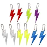 lafomukea 10 Stück Reflektoren Anhänger, Blitzförmiger Reflektor Anhänger Kinder, Blitz Anhänger Neon, Reflektoren Anhänger, Anhänger Schulranzen, Reflektoren Kinderfahrrad für Rucksack Gehen Laufen