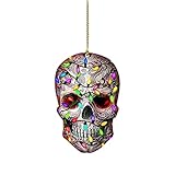 Dekoration Spiegel Auto Rückansicht für Weihnachten Handwerk Anhänger DIY Totenkopf Sammlung Dekoration & Aufhänger (C, One Size)