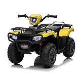 Elektro Kinderquad, Elektro-Quad mit LED und Musik, Elektroauto mit 4 rutschfeste Räder & langsamer Start, Kinderfahrzeug für Kinder ab 3 Jahren, Kindermotorrad (Gelb)