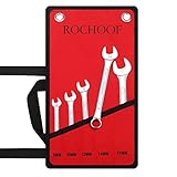 ROCHOOF Metrisches Ringmaulschlüssel-Set, 5-teilig, 8, 10, 12, 14, 17 mm, 12-kant, Chrom-Vanadium-Stahlschlüssel-Set mit Rolltasche