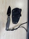 SPITZKANTE Gürtelmesser X-YZ, Full Tang, 7,5 cm Klingenlänge, 42a EDC Outdoor Feststehendes Messer mit Kydex-Scheide, Lanyard (Schwarze Klinge +Grüner Micarta Griff)