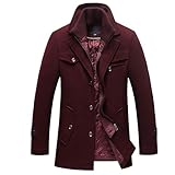 Herren Lodenjacke Dufflecoat Winterjacke - Übergang Lodenmantel Coat Mäntel - Rot 3XL