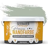 SEEBAUER diy Wandfarbe Grün 2,5L für Innen (No. 766 Ocean Grass) Edelmatte Innenfarbe Salbei Grün - Grüntöne sehr hohe Deckkraft - Matt, Abwaschbar und Tropffrei