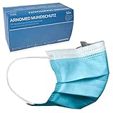 ARNOMED Masken Medizinisch 50x, Masken in Blau, OP Masken CE zertifiziert 3-lagig, Medizinische Masken Typ IIR, Mundschutz Medizinisch gemäß Norm EN 14683